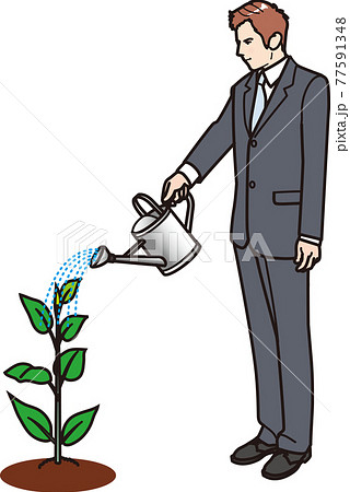 植物を育てる男性 成長のイラスト素材