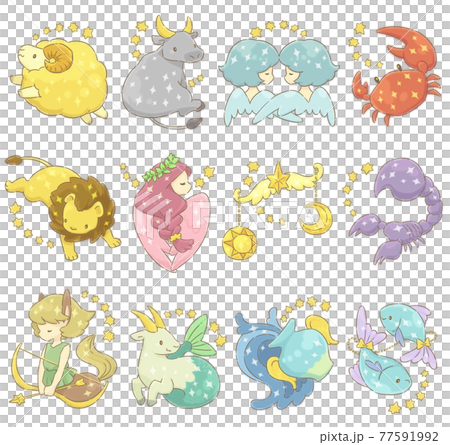 12星座イラスト4(ベタ) 12星座イラスト4(ベタ) 77591992