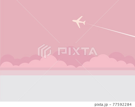 風景 海 雲 空 飛行機 夕景のイラスト素材