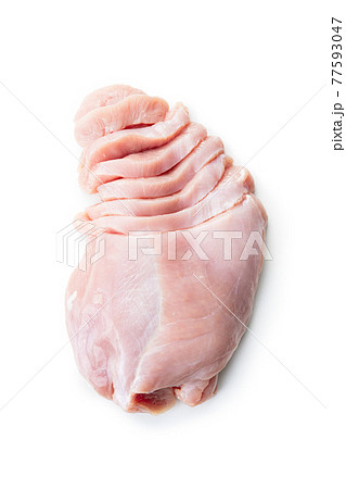 Poultry meat. Sliced raw turkey meat. Breast meat Poultry meat. Sliced raw turkey meat. Breast meat 77593047