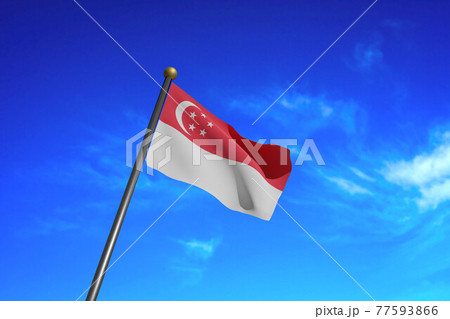 3D Rendered image. Flag of Singapore waving in the 77593866