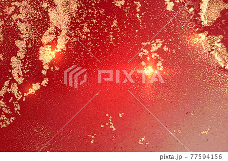 Abstract gold and raspberry red marble texture with sparkles 77594156