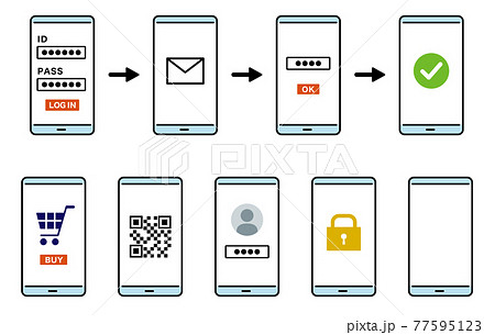 会員登録の流れのスマートフォンのイラスト ログイン画面 線画カラー 会員登録の流れのスマートフォンのイラスト ログイン画面 線画カラー 77595123