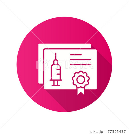 Certificate vaccination icon with long shadow for graphic and web design. 77595437