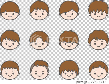 Boy Icons With Various Hairstyles Color Stock Illustration
