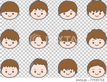 Boy Icons With Various Hairstyles Color Stock Illustration