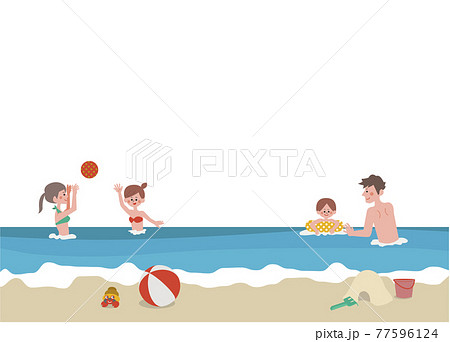 夏の海を楽しむ人々 セット 夏の海を楽しむ人々 セット 77596124