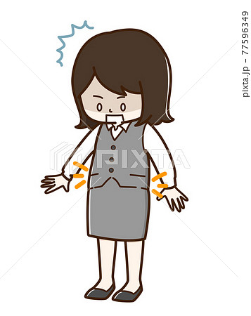 事務服がピチピチになっていることに気付いた女性 事務服がピチピチになっていることに気付いた女性 77596349