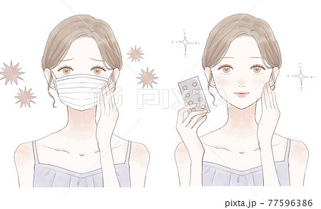 病気になった女性のビフォーアフター 77596386