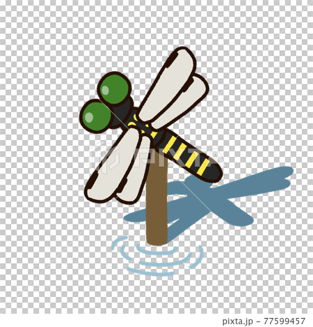 支柱棒にとまるトンボ オニヤンマのイラスト素材