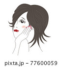 頬杖をつく女性 77600059