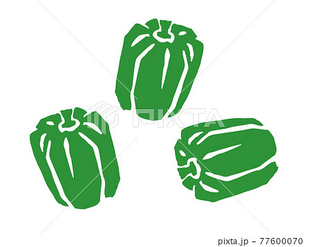 ピーマン　レトロなイラスト 77600070