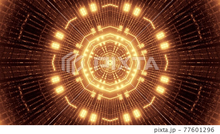 Bright golden lights inside tunnel 4K UHD 3D illustration 77601296