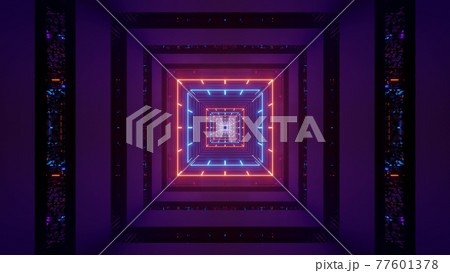 Square neon tunnel 4K UHD 3D illustration Square neon tunnel 4K UHD 3D illustration 77601378