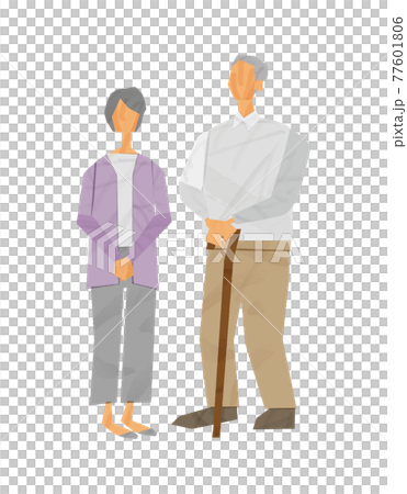 高齢者夫婦のベクター手描きイラスト 77601806