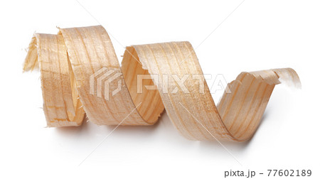 Wood shavings isolated on white background Wood shavings isolated on white background 77602189