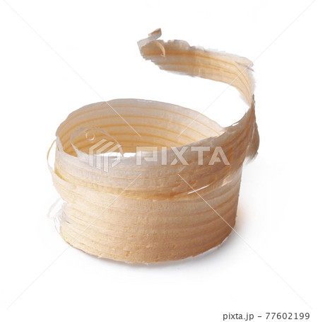 Wood shavings isolated on white background 77602199