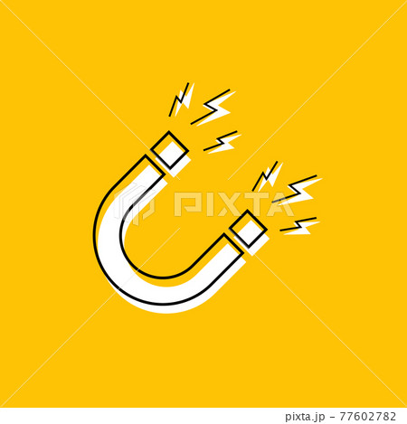 Magnet vector logo line icon. Electromagnetic fieldd business attract concept 77602782
