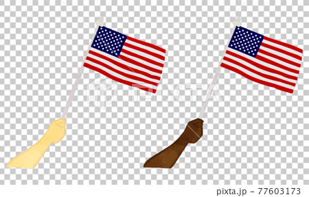 旗を掲げる手 アメリカ国旗バージョンのイラスト素材