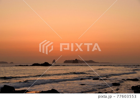 五島灘、角力灘、大角力の夕景 77603553
