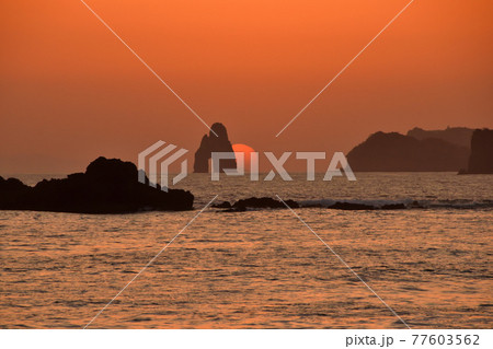 五島灘、角力灘、大角力の夕景 77603562