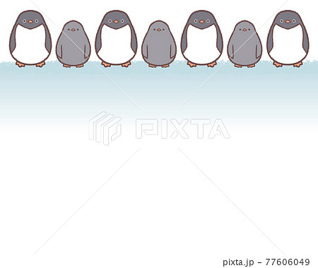 アデリーペンギン親子氷上フレーム 77606049