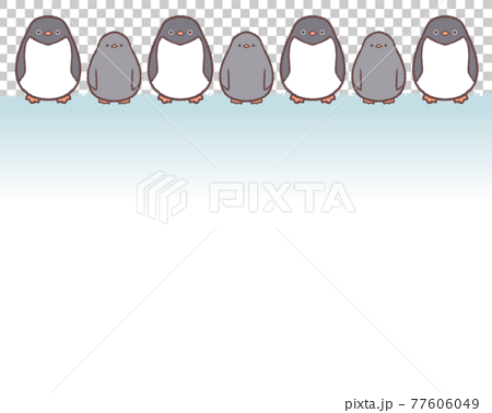 アデリーペンギン親子氷上フレーム 77606049