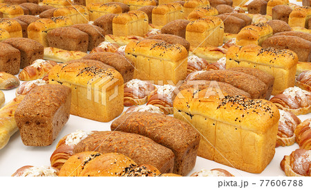 Bread bun roll croissant set or collection Baked food and bakety Bread bun roll croissant set or collection Baked food and bakety 77606788