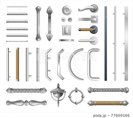 Set of modern and classic door handles 77609366