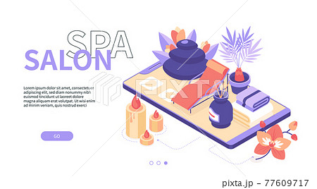 Spa salon services - modern isometric web banner Spa salon services - modern isometric web banner 77609717
