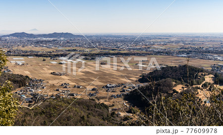 栃木百名山　大小山　見晴台からの眺望　パノラマ　栃木県足利市　冬 77609978
