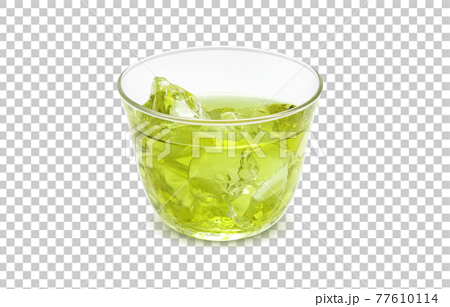 グラス 緑茶 飲み物 イラスト リアル 氷のイラスト素材