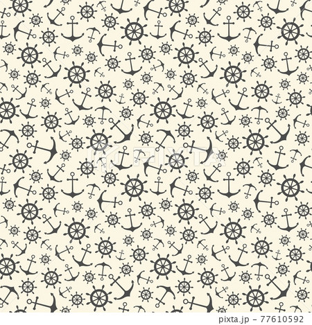 Nautical seamless pattern with ship wheels and anchors Nautical seamless pattern with ship wheels and anchors 77610592