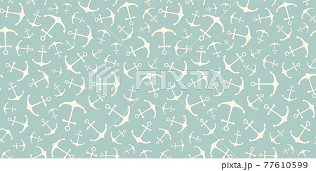 Nautical seamless pattern with geometric ship anchors 77610599