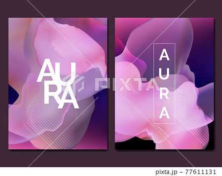 Vector Minimal Abstract Smoke or Aura Effect Background, Card, Book Cover or Poster Template in Pink, Blue and Purple. 77611131