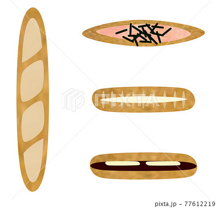 バゲット 明太フランス ミルクフランス あんバターフランスのイラスト素材