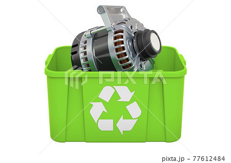Recycling trashcan with starter, 3D rendering Recycling trashcan with starter, 3D rendering 77612484