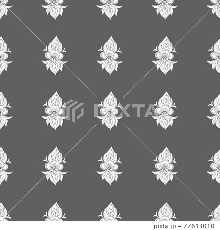 Seamless pattern of abstract vector silhouette of hand drawn tropical flower. Floral illustration in sketch style. Summer background with tropical flower for travel. Isolated. Seamless pattern of abstract vector silhouette of hand drawn tropical flower. Floral illustration in sketch style. Summer background with tropical flower for travel. Isolated. 77613010