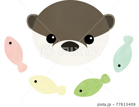 カワウソとカラフルな魚 カワウソとカラフルな魚 77613409