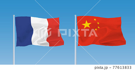 フランスと中国の国旗 77613833