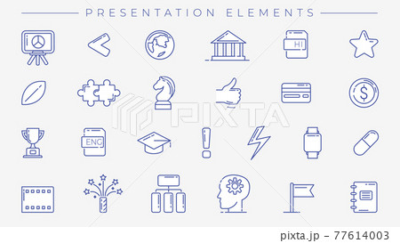 Presentation Elements concept line style vector icons set. 77614003