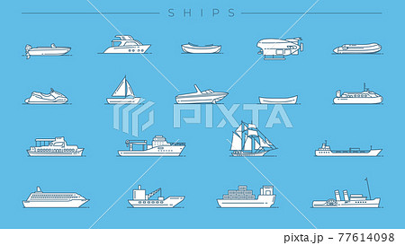 Ships concept line style vector icons set.のイラスト素材 [77614098] - PIXTA