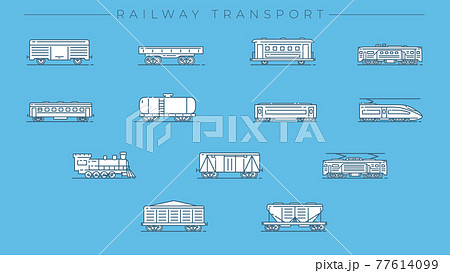 Railway Transport concept line style vector icons set. 77614099