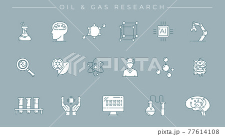 Oil and Gas Research concept line style vector icons set 77614108