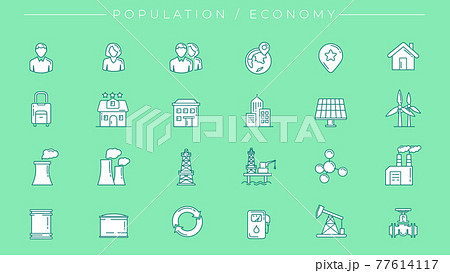 Population and Economy concept line style vector icons set 77614117