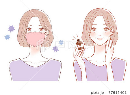 病気になった中年女性のビフォーアフター 病気になった中年女性のビフォーアフター 77615401