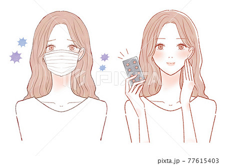 Before and after a sick woman - Stock Illustration [77615403] - PIXTA