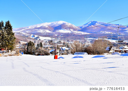 菅平高原(パインビークオオマツ付近より)／根子岳、四阿山方面を望む (長野県上田市)【2021.1】 77616453