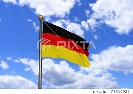 3D Rendered image. Flag of Germany waving in the 77616925