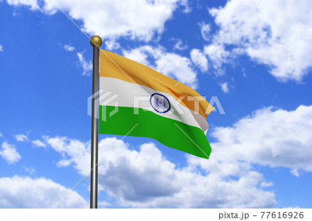 3D Rendered image. Flag of India waving in the 77616926